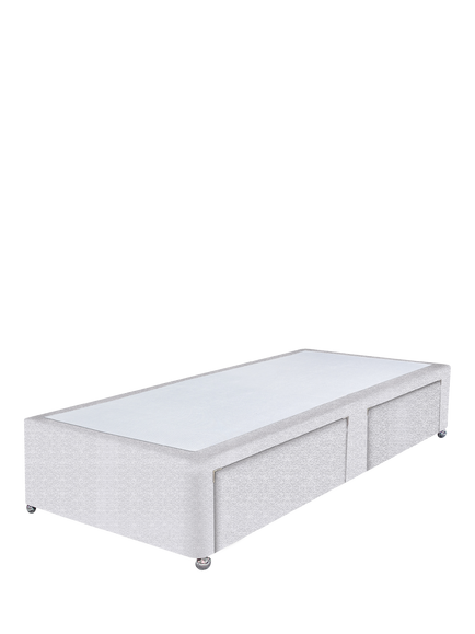 John Lewis Non-Sprung Upholstered 2 Drawer Divan Base, Single, Brushedweave Silver
