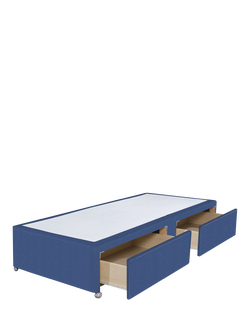 John Lewis Non-Sprung Upholstered 2 Drawer Divan Base, Single - view 2, Brushedweave Denim