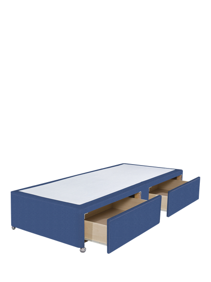 John Lewis Non-Sprung Upholstered 2 Drawer Divan Base, Single - view 2, Brushedweave Denim