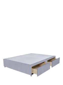 John Lewis Non-Sprung Upholstered 4 Drawer Divan Base, Small Double - view 2, Herringbone Grey