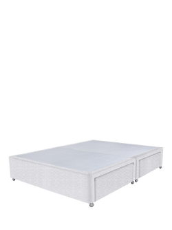 John Lewis Non-Sprung Upholstered 4 Drawer Divan Base, Small Double, Brushedweave Silver