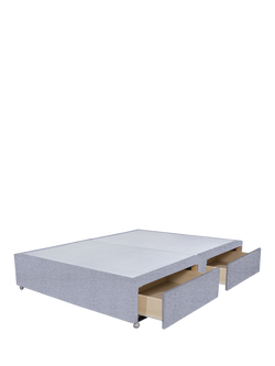John Lewis Non-Sprung Upholstered 4 Drawer Divan Base, Double - view 2, Herringbone Grey