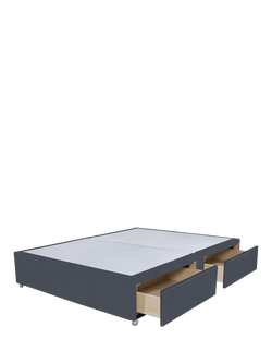 John Lewis Non-Sprung Upholstered 4 Drawer Divan Base, Double - view 2, Herringbone Shadow