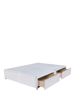 John Lewis Non-Sprung Upholstered 4 Drawer Divan Base, Double - view 2, Brushedweave Silver