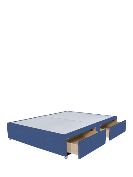 John Lewis Non-Sprung Upholstered 4 Drawer Divan Base, Double - view 2, Brushedweave Denim