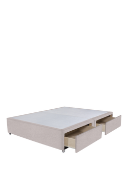John Lewis Non-Sprung Upholstered 4 Drawer Divan Base, King Size - view 2, Velveteen Cream