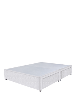 John Lewis Non-Sprung Upholstered 4 Drawer Divan Base, King Size, Brushedweave Silver