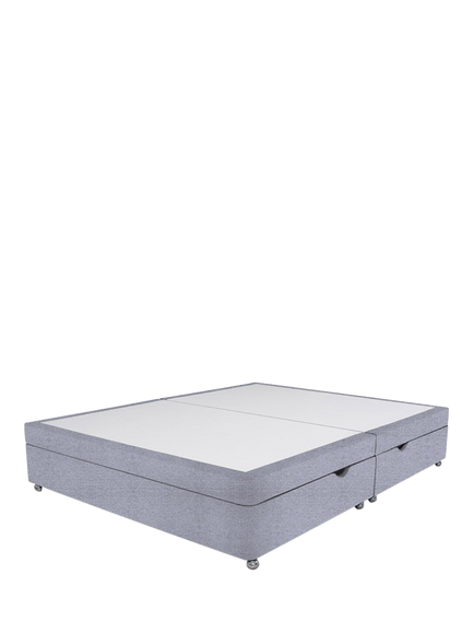 John Lewis Non-Sprung Upholstered Ottoman Storage Divan Base, Small Double - view 2, Herringbone Grey