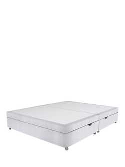 John Lewis Non-Sprung Upholstered Ottoman Storage Divan Base, Small Double - view 2, Brushedweave Silver