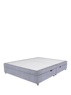 John Lewis Non-Sprung Upholstered Ottoman Storage Divan Base, Double, Herringbone Grey