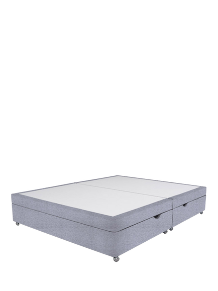 John Lewis Non-Sprung Upholstered Ottoman Storage Divan Base, Double, Herringbone Grey