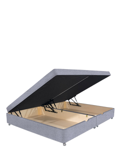 John Lewis Non-Sprung Upholstered Ottoman Storage Divan Base, Double - view 2, Herringbone Grey