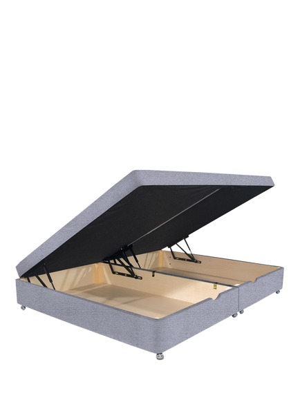 John Lewis Non-Sprung Upholstered Ottoman Storage Divan Base, Double - view 2, Herringbone Grey
