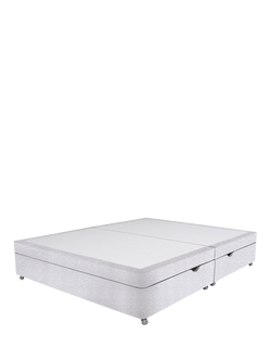 John Lewis Non-Sprung Upholstered Ottoman Storage Divan Base, Double, Brushedweave Silver