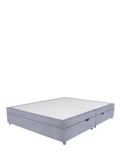 John Lewis Non-Sprung Upholstered Ottoman Storage Divan Base, King Size - view 2, Herringbone Grey