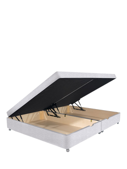 John Lewis Non-Sprung Upholstered Ottoman Storage Divan Base, King Size - view 2, Brushedweave Silver