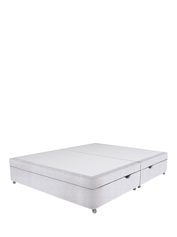 John Lewis Non-Sprung Upholstered Ottoman Storage Divan Base, Super King Size - view 2, Brushedweave Silver