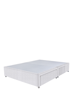 John Lewis Non-Sprung Upholstered Continental 2+2 Drawer Divan Base, Small Double, Brushedweave Silver