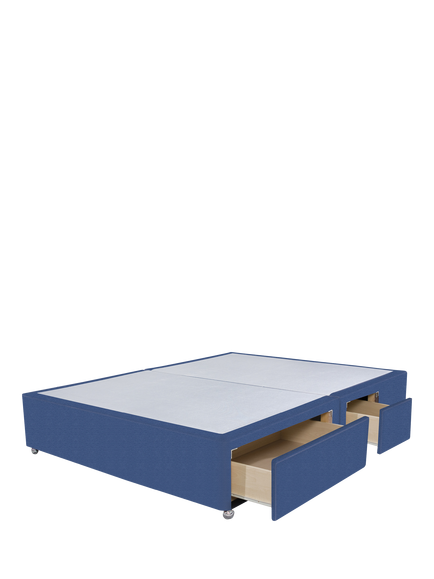 John Lewis Non-Sprung Upholstered Continental 2+2 Drawer Divan Base, Small Double - view 2, Brushedweave Denim