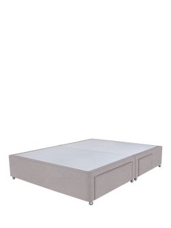 John Lewis Non-Sprung Upholstered Continental 2+2 Drawer Divan Base, Double, Velveteen Pebble