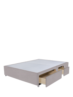 John Lewis Non-Sprung Upholstered Continental 2+2 Drawer Divan Base, Double - view 2, Velveteen Pebble