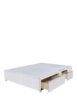 John Lewis Non-Sprung Upholstered Continental 2+2 Drawer Divan Base, Double - view 2, Brushedweave Silver