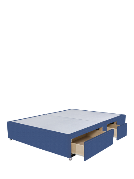 John Lewis Non-Sprung Upholstered Continental 2+2 Drawer Divan Base, Double - view 2, Brushedweave Denim