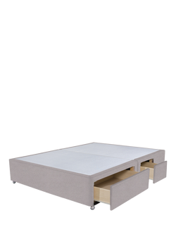 John Lewis Non-Sprung Upholstered Continental 2+2 Drawer Divan Base, King Size - view 2, Velveteen Pebble