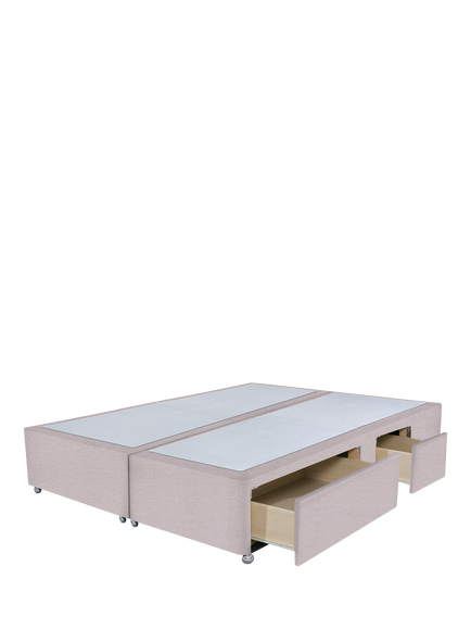 John Lewis Non-Sprung Upholstered Continental 2+2 Drawer Divan Base, Super King Size - view 2, Herringbone Oat