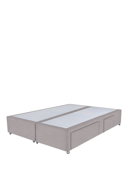 John Lewis Non-Sprung Upholstered Continental 2+2 Drawer Divan Base, Super King Size, Velveteen Pebble