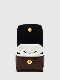 AllSaints Leather Airpod Case, Cognac Brown - view 2, Cognac Brown