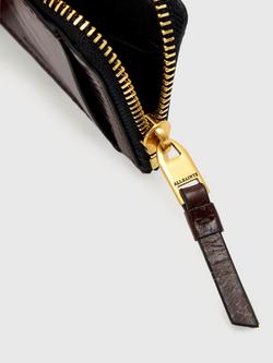 AllSaints Remy Zip Around Leather Purse, Cognac Brown - view 2, Cognac Brown