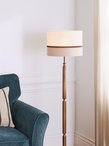 John Lewis Noa Drum Lampshade - view 2, Cream And Blue