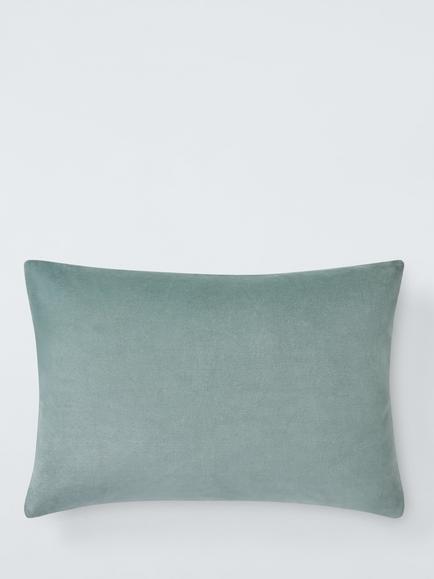 John Lewis Rectangular Cotton Velvet Cushion, Soft Teal