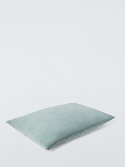John Lewis Rectangular Cotton Velvet Cushion - view 2, Soft Teal