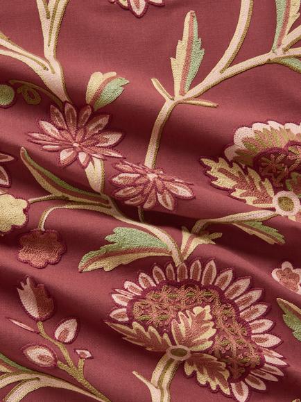 John Lewis Stanley Floral Furnishing Fabric, Merlot - view 2, Merlot