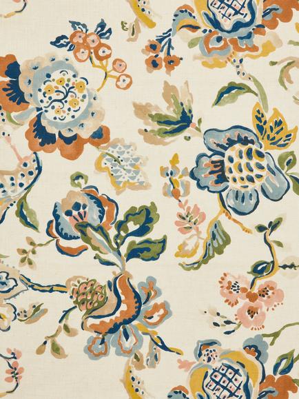 John Lewis Taruni Floral Furnishing Fabric, Sienna, Sienna