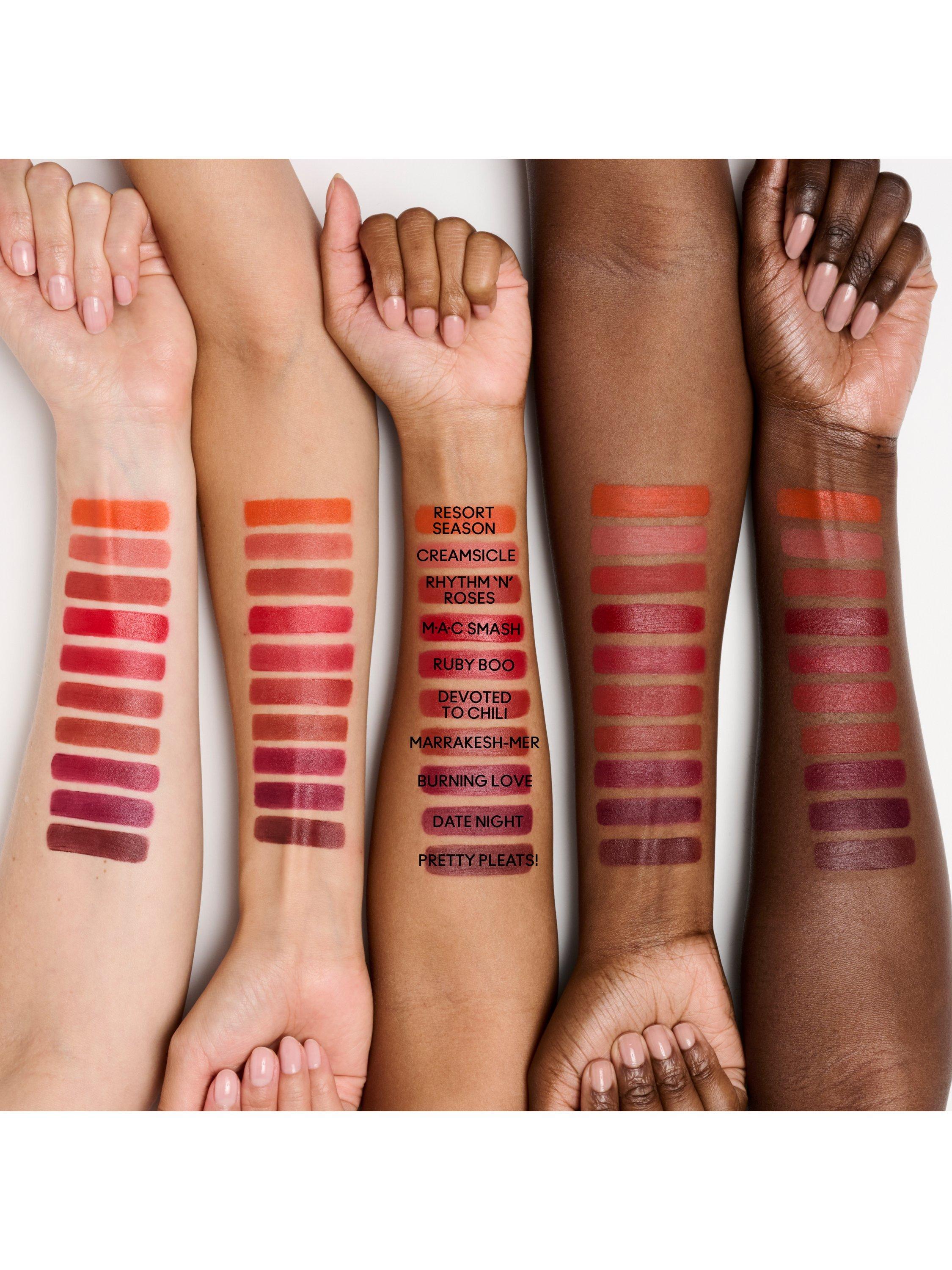 Product image 3 of 6, which shows MAC Powder Kiss Lip + Cheek Mousse, Burning Love