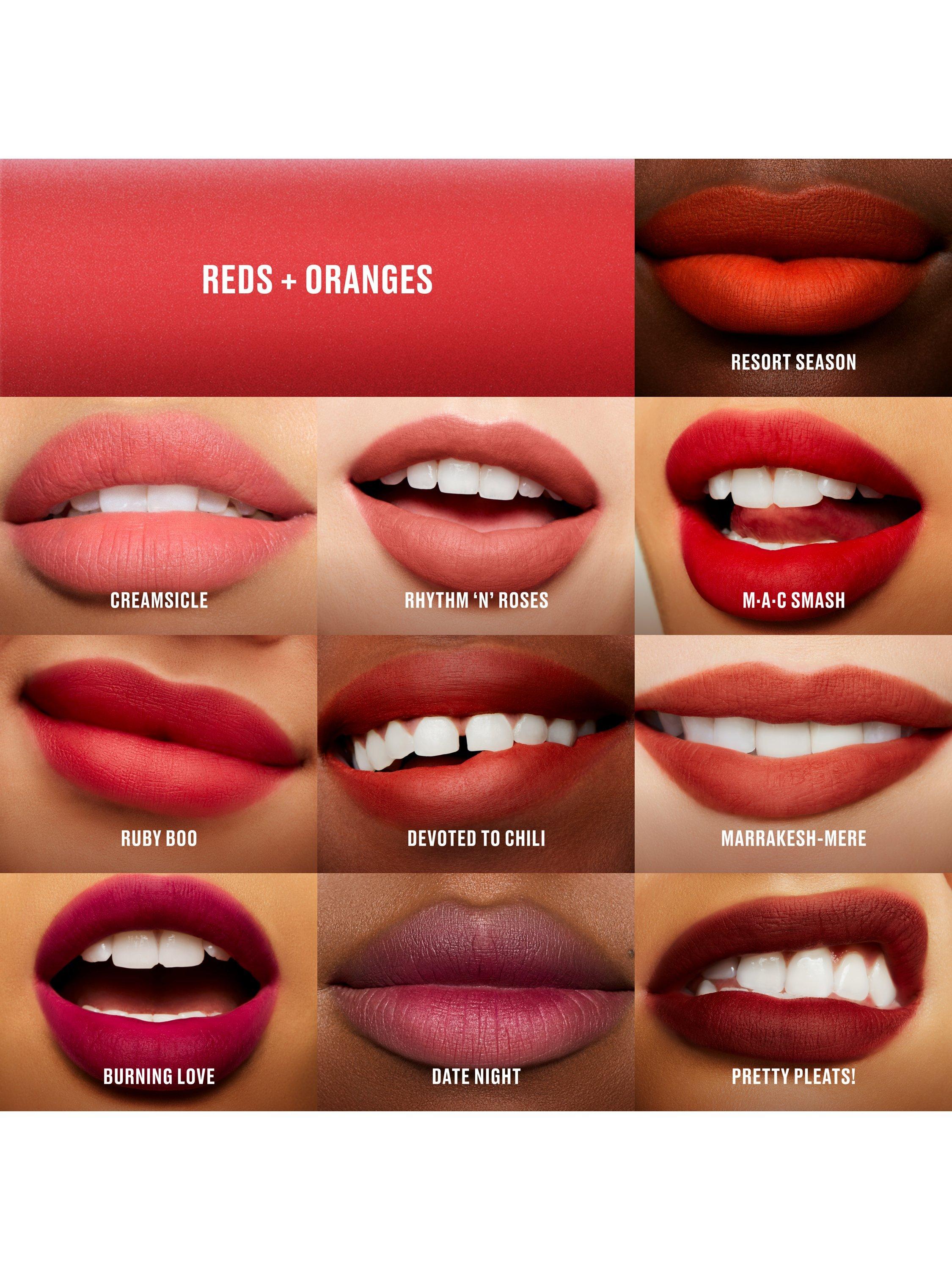 Product image 5 of 6, which shows MAC Powder Kiss Lip + Cheek Mousse, Burning Love