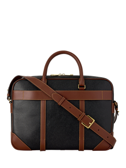 Mulberry Scotchgrain Heritage Briefcase - view 2, Black/Cognac