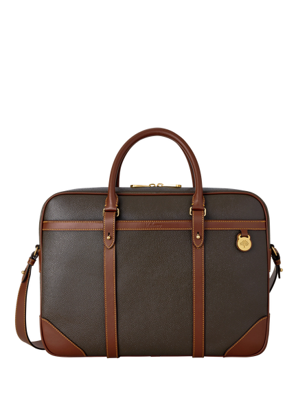 Mulberry Scotchgrain Heritage Briefcase, Mole/Cognac