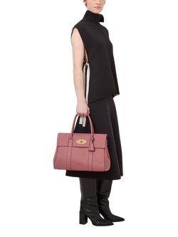 Mulberry Bayswater Heavy Grain Leather Grab Bag, Pink Scrumpy - view 2, Pink Scrumpy