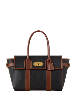 Mulberry Bayswater Twin Handle Shoulder Bag, Black/Cognac, Black/Cognac