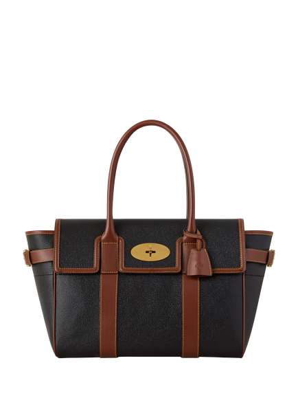 Mulberry Bayswater Twin Handle Shoulder Bag, Black/Cognac, Black/Cognac