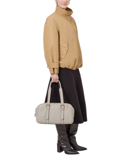 Mulberry Boston Heavy Grain Leather Holdall Bag, Chalk - view 2, Chalk
