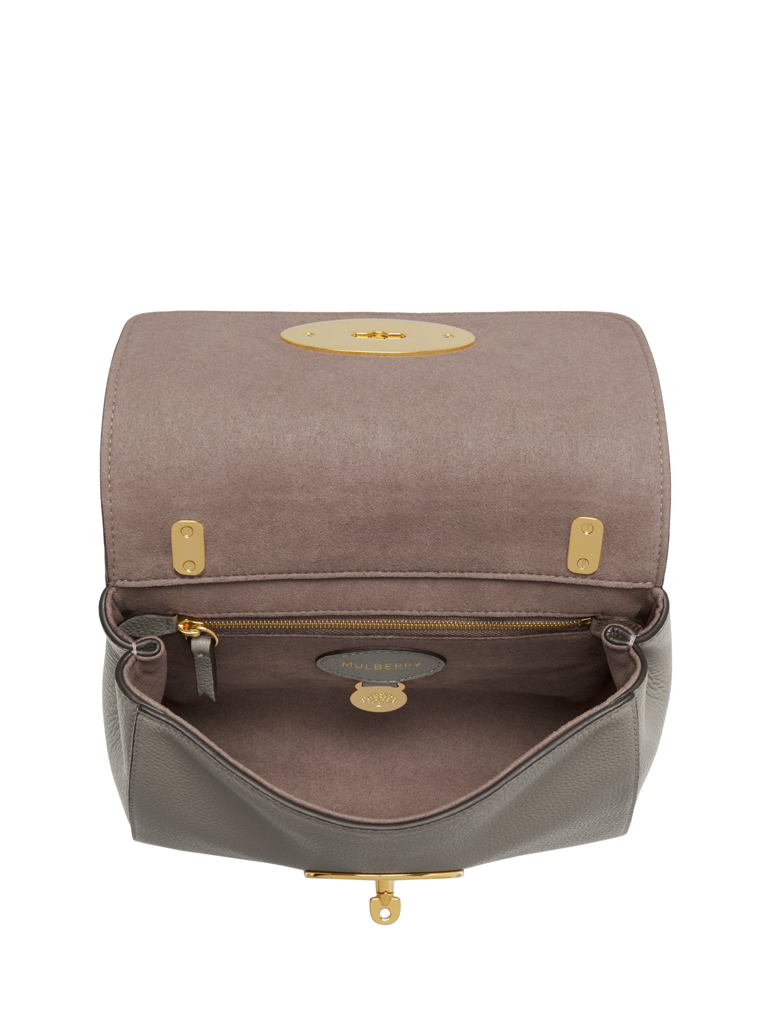 Product image 4 of 5, which shows Mulberry Lily Classic Grain Leather Shoulder Bag, Charcoal