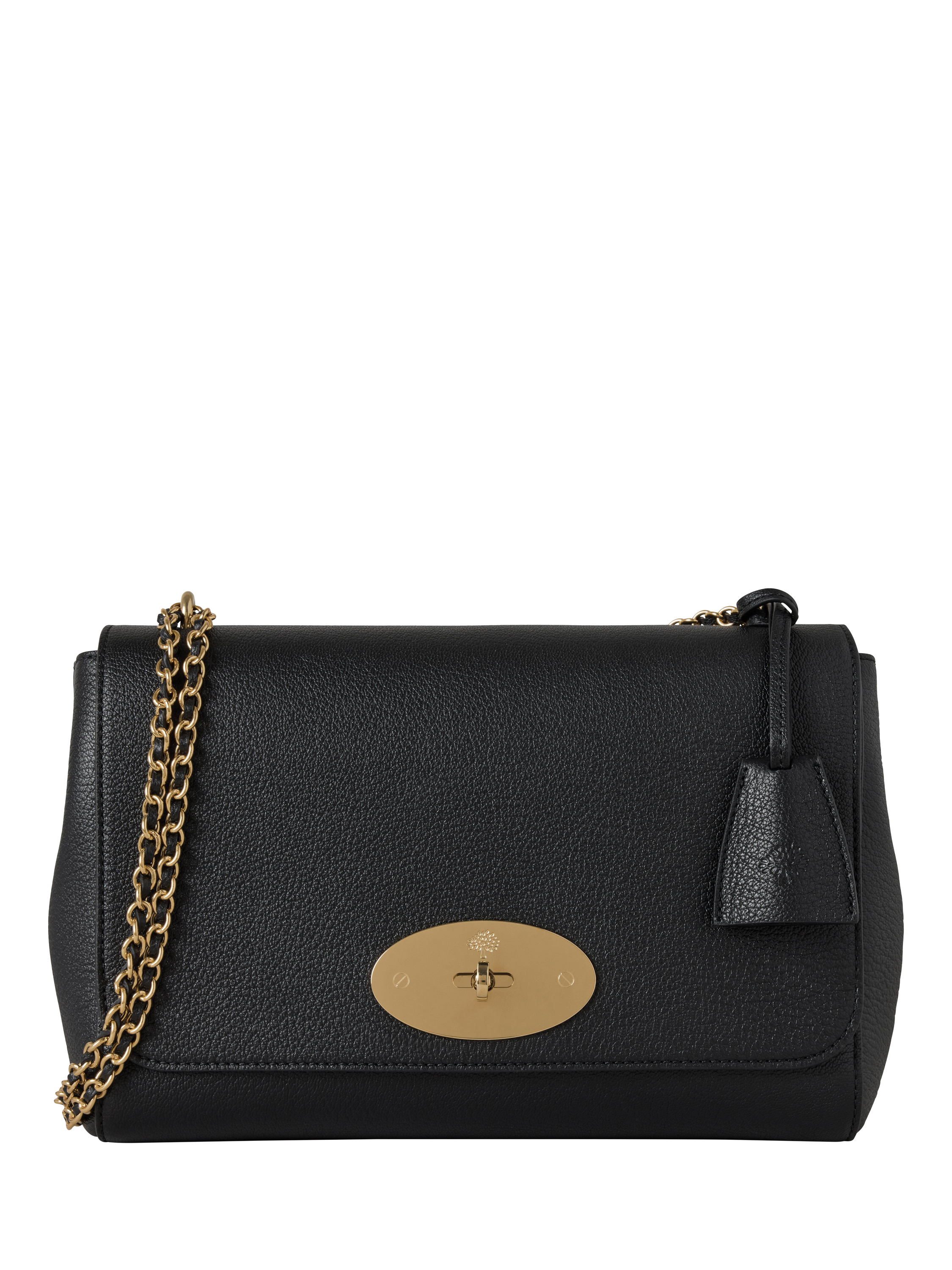 Product image 1 of 6, which shows Mulberry Medium Lily Glossy Goat Leather Shoulder Bag, Black