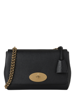 Mulberry Medium Lily Glossy Goat Leather Shoulder Bag, Black, Black
