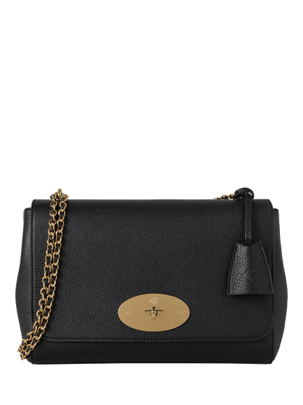 Mulberry Medium Lily Glossy Goat Leather Shoulder Bag, Black, Black