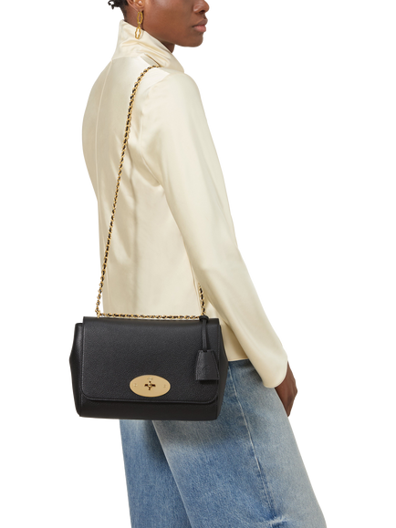 Mulberry Medium Lily Glossy Goat Leather Shoulder Bag, Black - view 2, Black